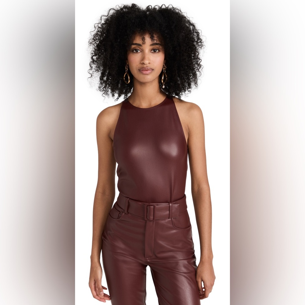 ▪️LaPointe Women's Bodysuit Faux Leather Sleeveless